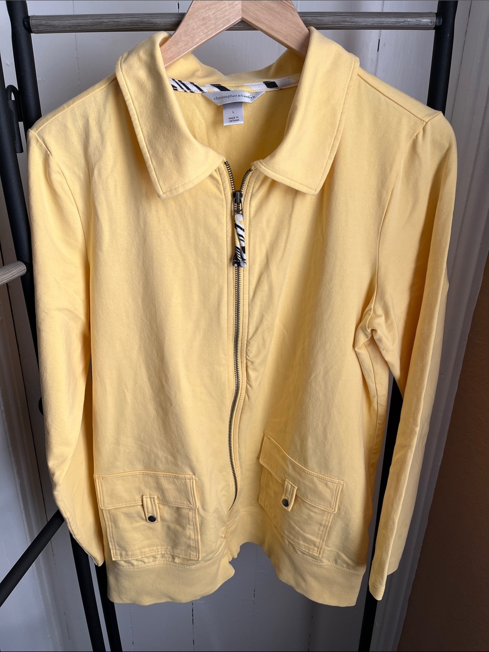 Christopher & Banks Yellow Zip-Front Jacket